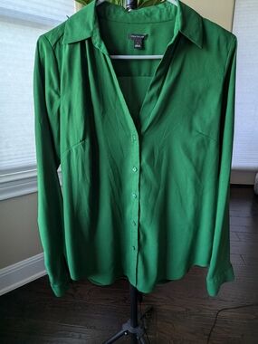 Ann Taylor Emerald Green Button-Down Blouse